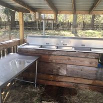 an outdoor produce washing area