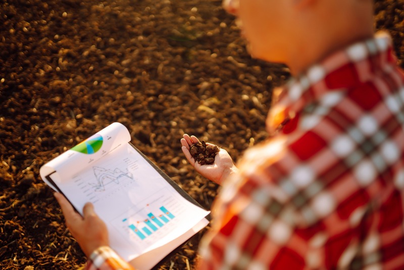 a man looking at soil test results
