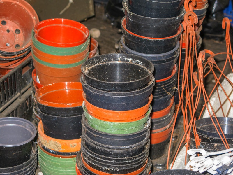 old plastic planters
