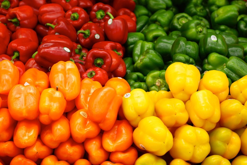 A colourful array of bell peppers.
