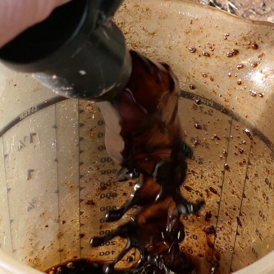 Liquid worm waste is collected and used as fertiliser