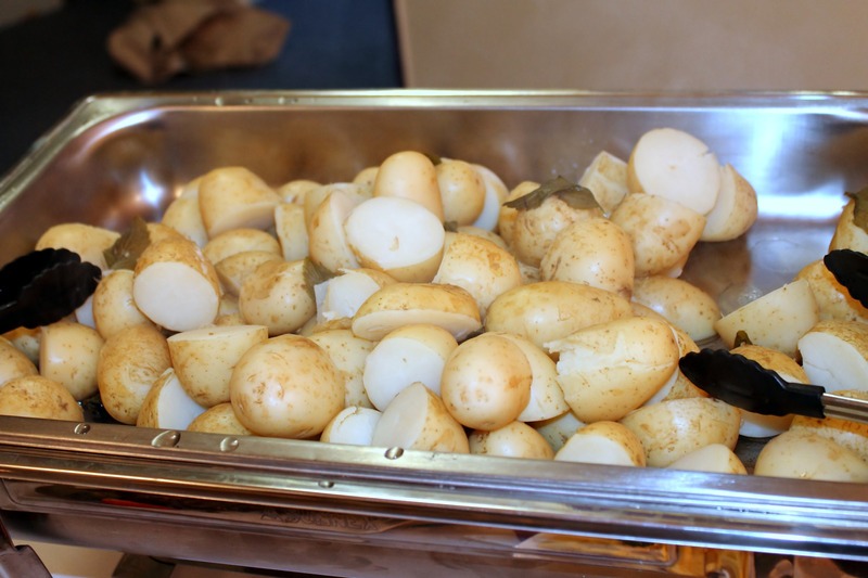 Close up of hot boiled new potatoes